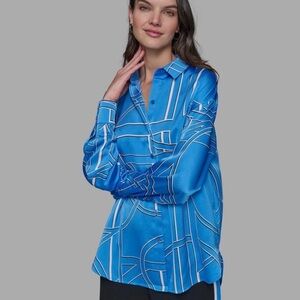 Karl Lagerfeld Blue Abstract Button Down Shirt